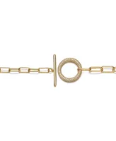 Teens 14K Gold Plated with Cubic Zirconia Double Entwined Cable Chain Bracelet