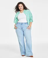 On 34th Plus Sailor High-Rise Wide-Leg Jeans, Created for Macy's