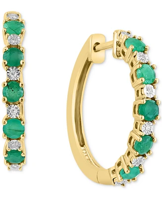 Effy Sapphire (3/4 ct. t.w.) & Diamond Accent Small Hoop Earrings 14k Gold-Plated Sterling Silver, 0.81" (Also available Ruby and Emerald)