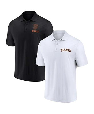 Men's Fanatics Black, White San Francisco Giants Two-Pack Logo Lockup Polo Shirt Set