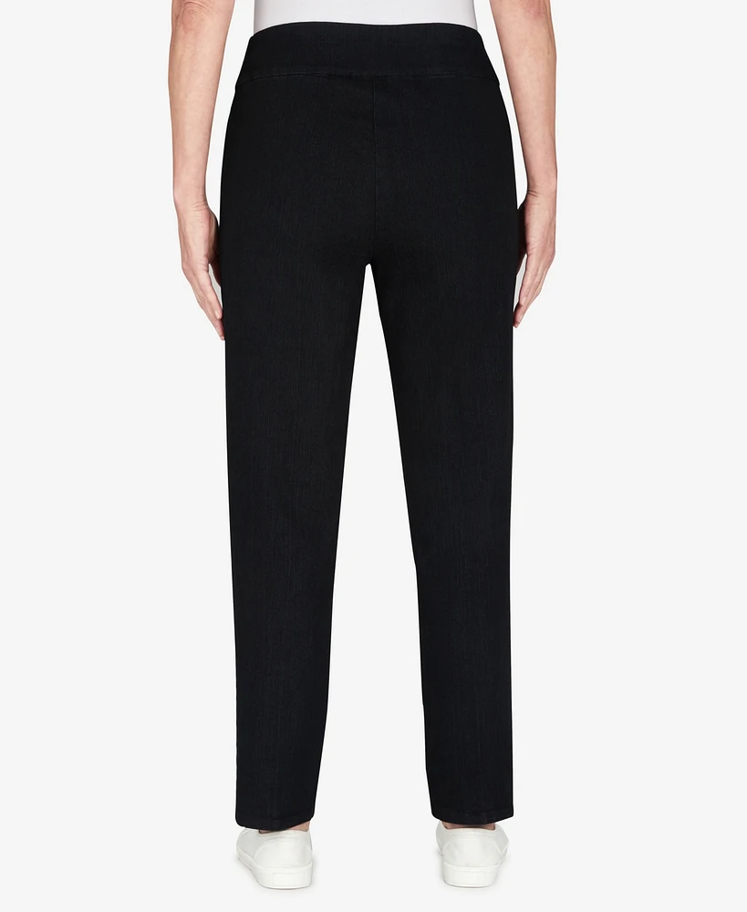 Alfred Dunner Petite Mid-Rise Pull On Straight Leg Denim Pants, & Short