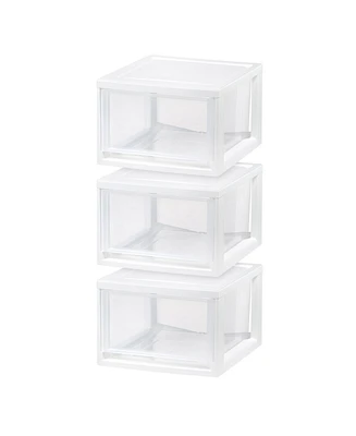 Iris 3 Pack 15qt Stackable Plastic Storage Drawers, White