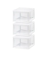 Iris 3 Pack 15qt Stackable Plastic Storage Drawers, White