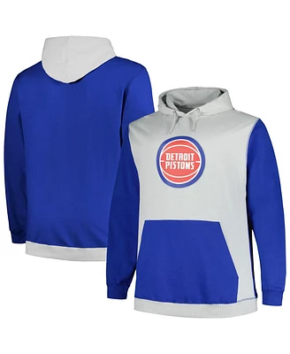 Men's Fanatics Blue, Silver Detroit Pistons Big and Tall Primary Arctic Pullover Hoodie
