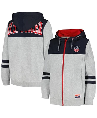 Men's 5th & Ocean by New Era Gray Uswnt Throwback Full-Zip Hoodie