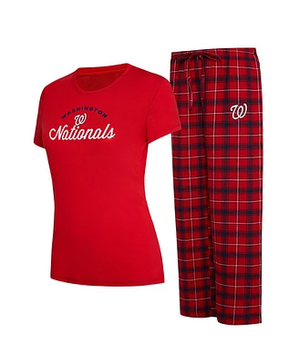 Women's Concepts Sport Red, Navy Washington Nationals Arctic T-shirt and Flannel Pants Sleep Set