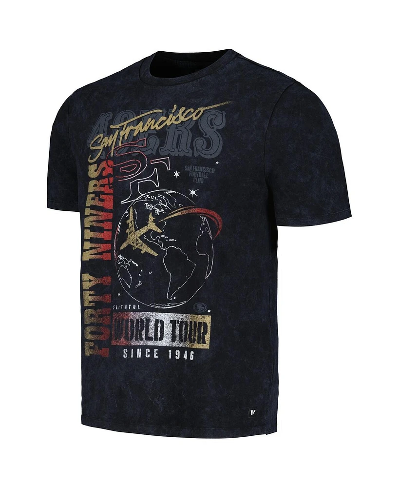 Men's and Women's The Wild Collective Black Distressed San Francisco 49ers Tour Band T-shirt