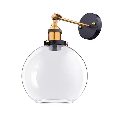 Vintage inspired Industrial 7.9" Bell Shape Glass Light Wall Sconce Edison Lamp Transparent