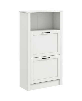 Homcom Shoe Storage Cabinet with Open Compartment and 2 Flip Drawers