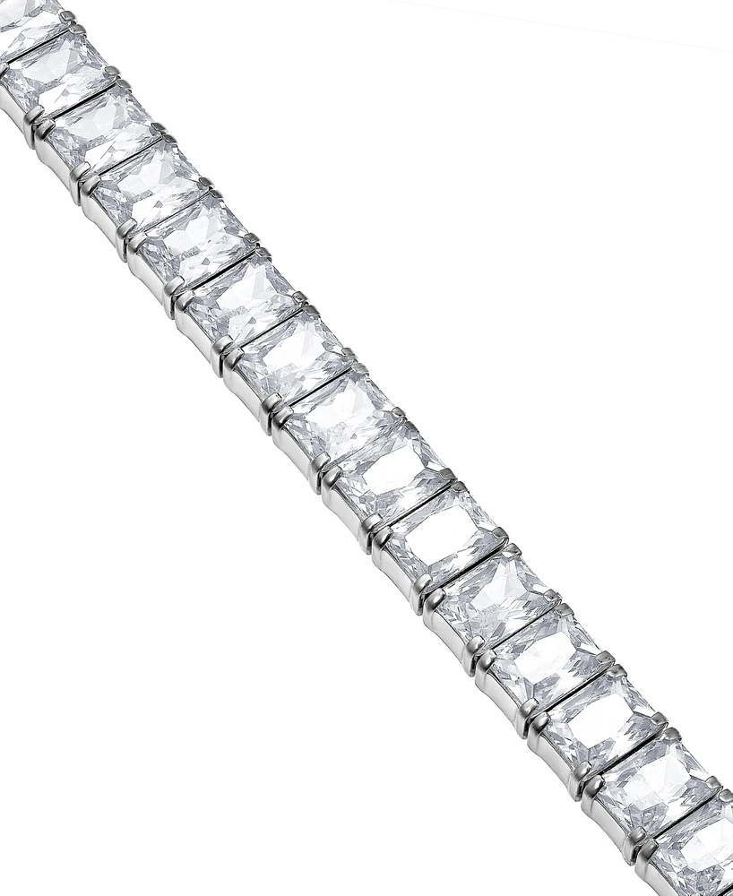 Blackjack Men's Cubic Zirconia Baguette Tennis Bracelet in Stainless Steel
