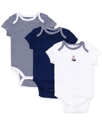Little Me Baby Boys Sailboat Short Sleeved Bodysuits, Pack of 3