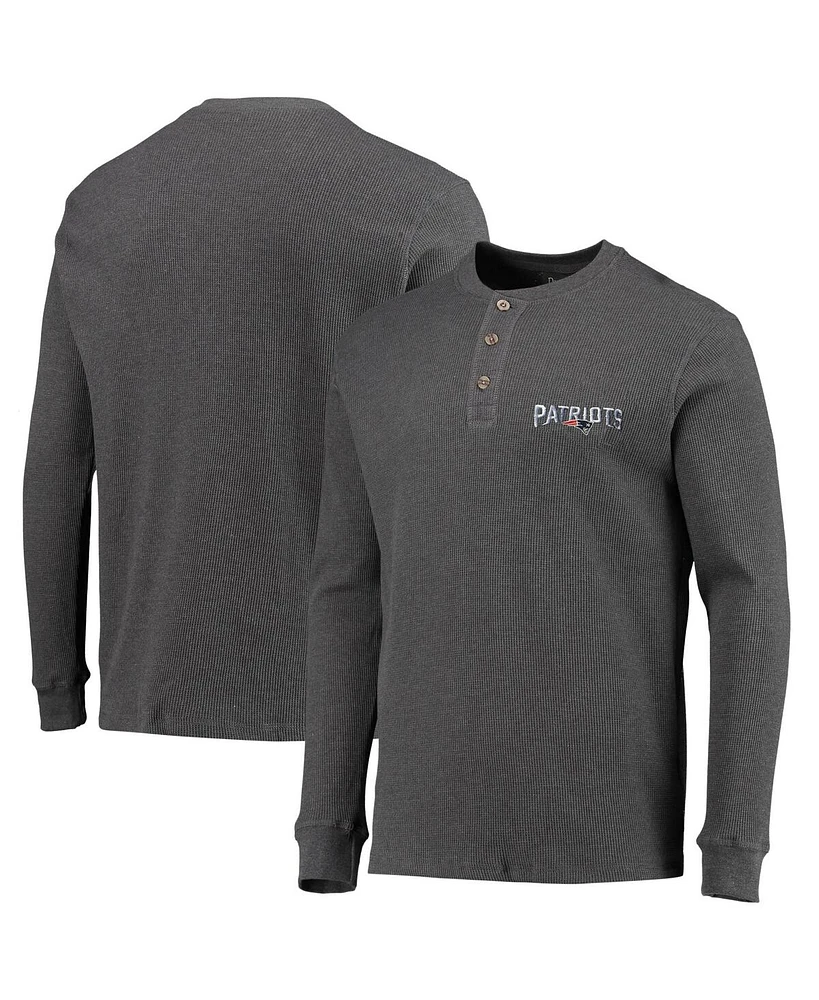 Men's Dunbrooke Heathered Gray New England Patriots Logo Maverick Thermal Henley Long Sleeve T-shirt