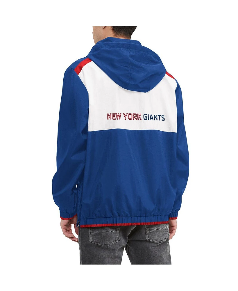 Men's Tommy Hilfiger Royal, White New York Giants Carter Half-Zip Hooded Top