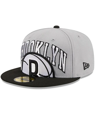 Men's New Era Gray, Black Brooklyn Nets Tip-Off Two-Tone 59FIFTY Fitted Hat