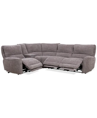 Closeout! Deklyn 116" 5-Pc. Zero Gravity Fabric Sectional with 3 Power Recliners & 1 Console, Created for Macy's