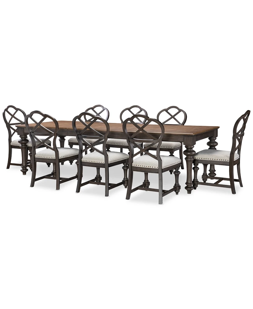Mandeville 9 Pc. Dining Set (Rectangular Table & 8 X-Back Chairs)
