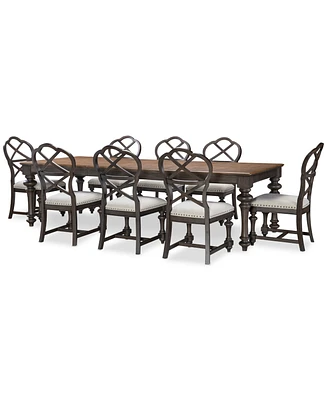 Mandeville 9 Pc. Dining Set (Rectangular Table & 8 X-Back Chairs)