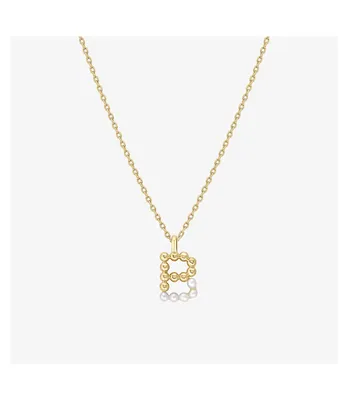 Cultured Pearl Pave Initial Necklace