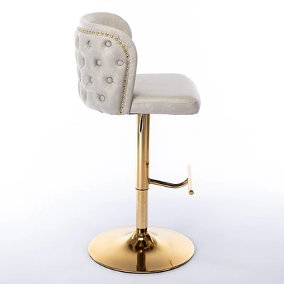 Adjustable Swivel Bar Stools Set, Beige, Set of 2