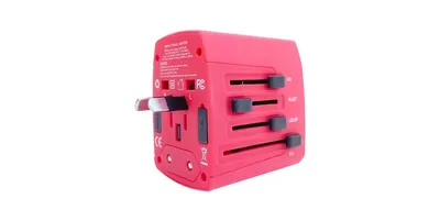 5 Core Travel Adapter 1 Piece Red International Power Adapter Plug Multi Outlet Port 4 Usb Travel Charger Universal Ac Plug Outlet Adapter- Uta R