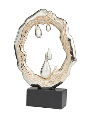 Rosemary Lane Aluminum Abstract Metallic Melting Drip Collection Sculpture with Marble Base, 14" x 3" x 17"