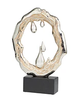 Rosemary Lane Aluminum Abstract Metallic Melting Drip Collection Sculpture with Marble Base, 14" x 3" x 17"