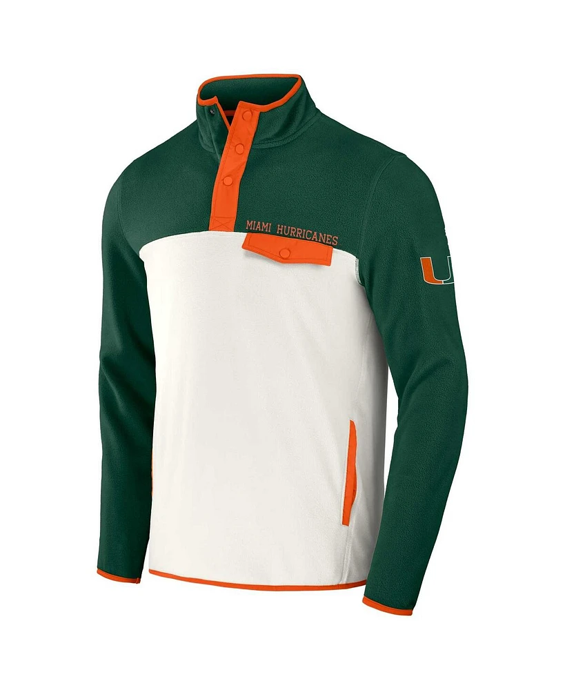 Men's Darius Rucker Collection by Fanatics Forest Green, White Miami Hurricanes Micro Fleece Half-Snap Jacket
