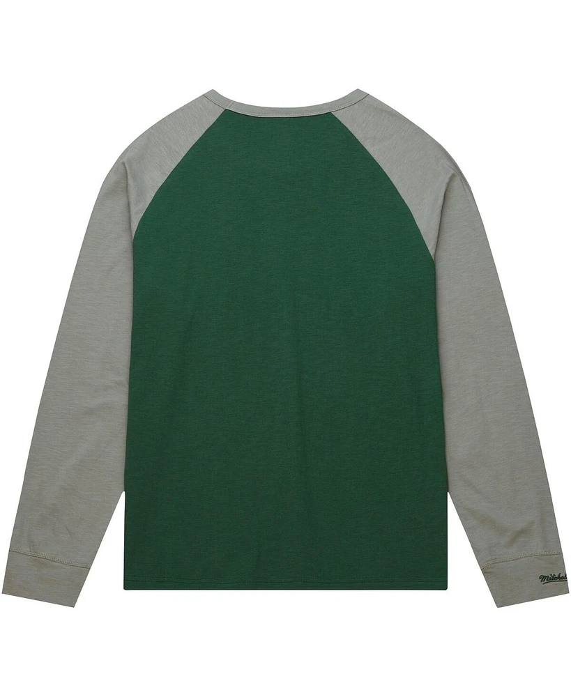 Men's Mitchell & Ness Green Michigan State Spartans Legendary Slub Raglan Long Sleeve T-shirt