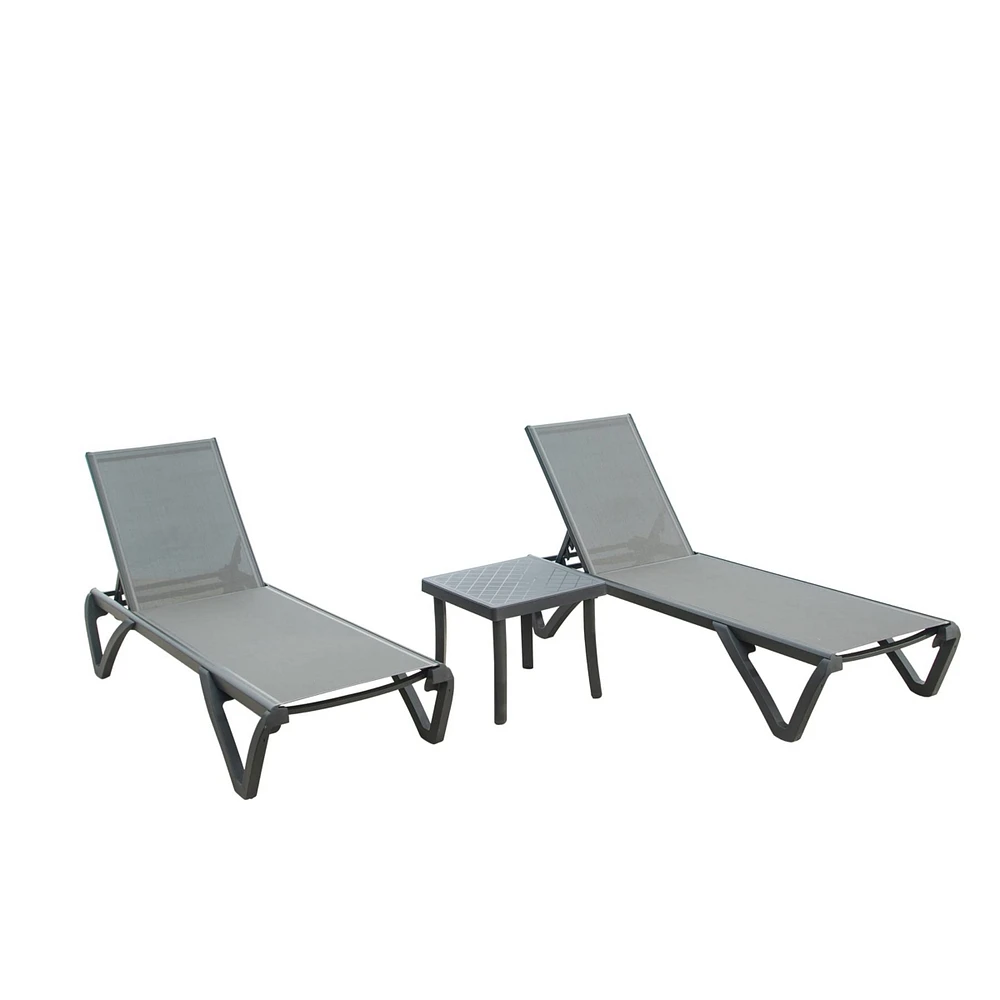 3-Piece Patio Chaise Lounge Set with Table