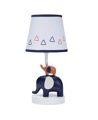 Lambs & Ivy Playful Elephant Blue/White Nursery Lamp with Shade and Light Bulb