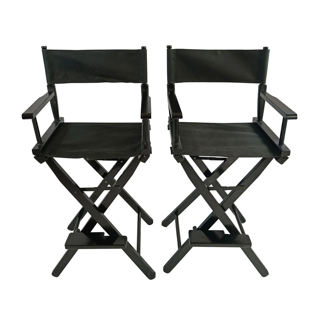 Folding Black Director's Chair Set - 2 Pieces