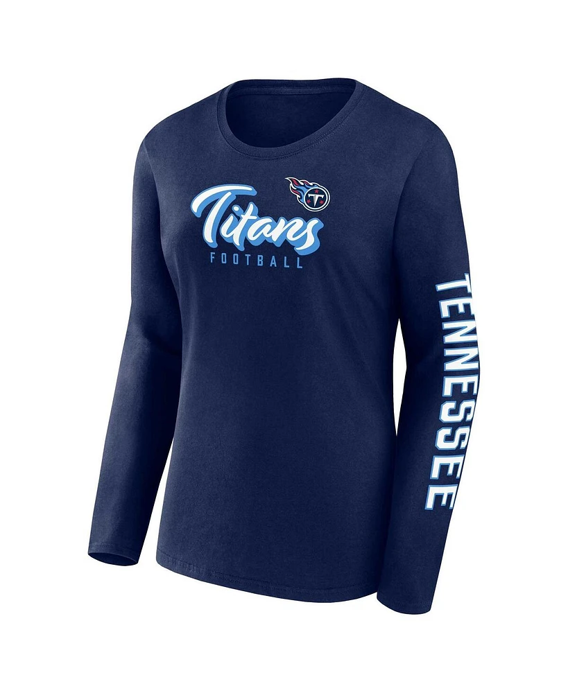 Women's Fanatics Navy, White Tennessee Titans Two-Pack Combo Cheerleader T-shirt Set