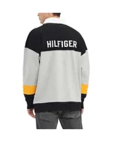 Men's Tommy Hilfiger Black Pittsburgh Steelers Connor Oversized Rugby Long Sleeve Polo Shirt