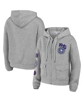 Women's Wear by Erin Andrews Heather Gray New York Giants Full-Zip Hoodie