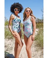 Jessie Zhao New York Green Garden Reversible One-Shoulder One-Piece Swimsuit