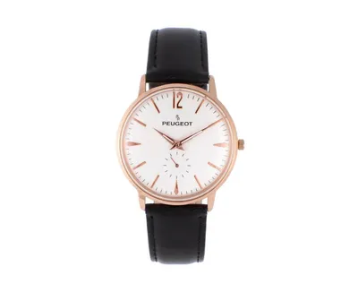 Peugeot Men's 40mm Rose Gold Vintage Like Remote Sweep Leather Strap Watch