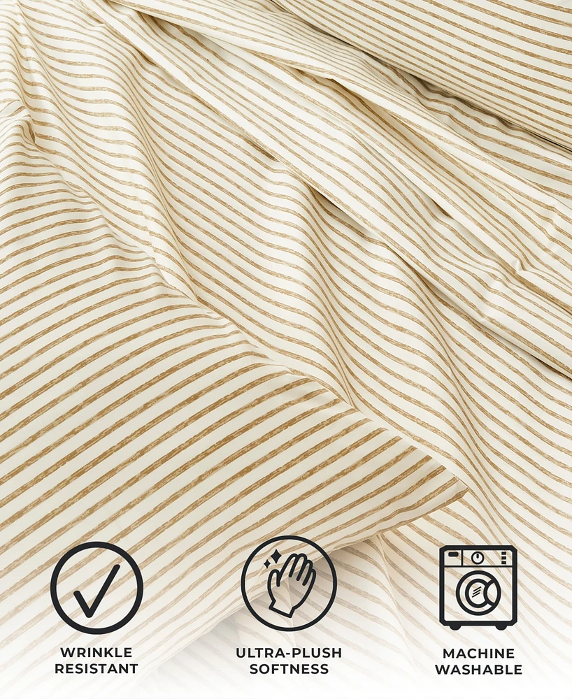 Premium Comforts Striped Wrinkle Resistant Microfiber 4-Pc. Sheet Set, King - Stripe