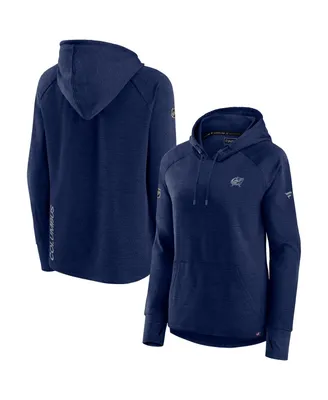 Women's Fanatics Heather Navy Columbus Blue Jackets Authentic Pro Pullover Hoodie