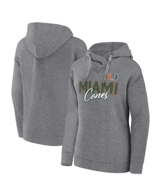Women's Fanatics Heather Gray Miami Hurricanes Script Favorite Pullover Hoodie