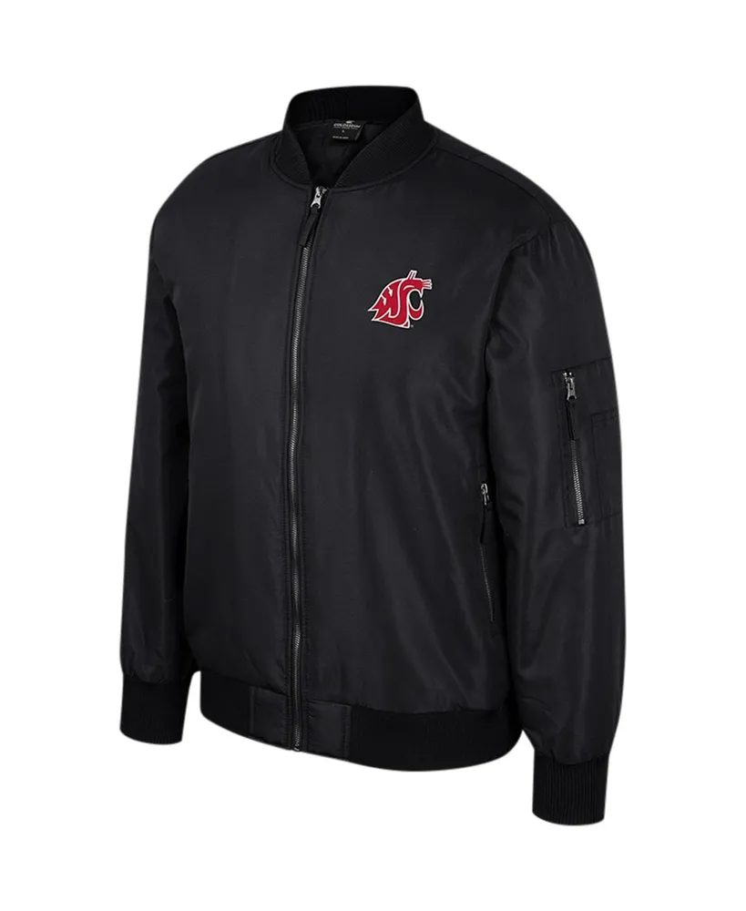 Men's Colosseum Black Washington State Cougars Full-Zip Bomber Jacket