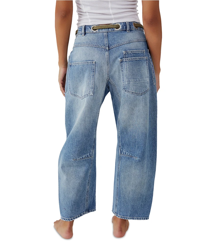 Free People Women's Moxie Cotton Low-Slung Barrel Jeans