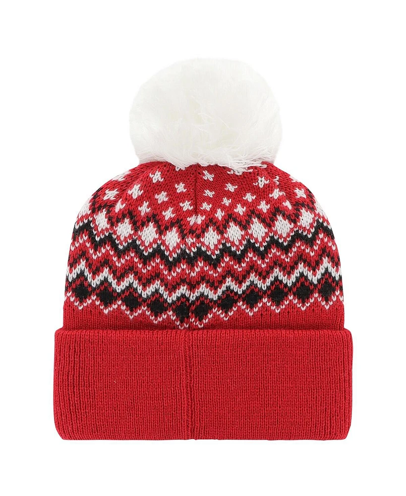 Women's '47 Brand Red Chicago Blackhawks Elsa Cuffed Knit Hat with Pom