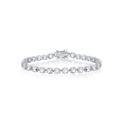 Sterling Silver Round Gem Tennis Bracelet