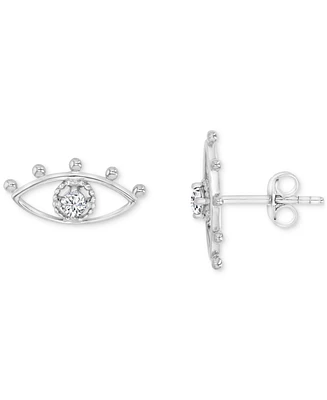 Cubic Zirconia Evil Eye Openwork Polished Stud Earrings