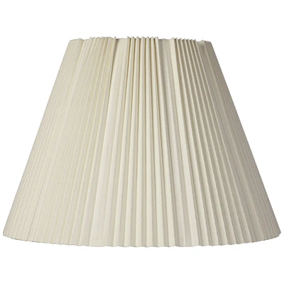 Eggshell Pleated Large Empire Lamp Shade 9" Top x 17" Bottom x 11.75" High x 12.25" Slant (Spider) Replacement with Harp and Finial - Springcrest