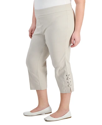 Jm Collection Plus Size Side Lace-Up Capri Pants, Created for Macy's