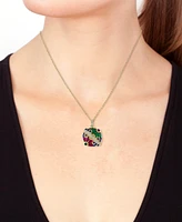 Effy Multi-Gemstone (2-3/4 ct. t.w.) & Diamond (1/4 ct. t.w.) Flower Disc 18" Pendant Necklace in 14k Gold