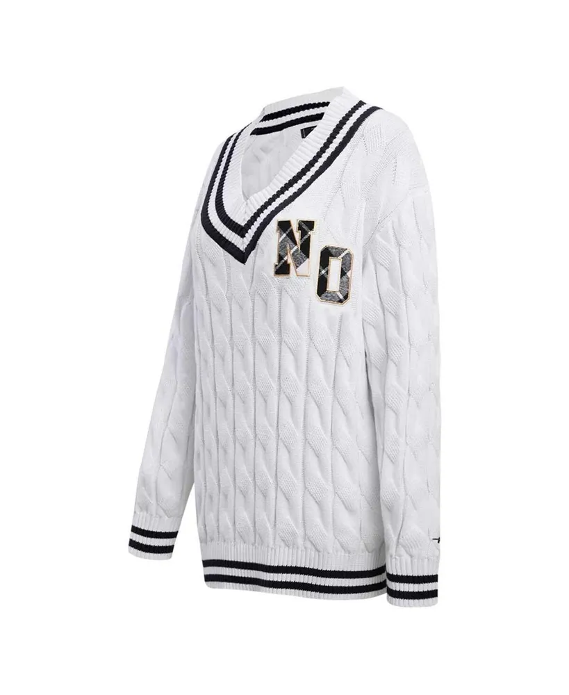 Women's Pro Standard White New Orleans Saints Prep V-Neck Pullover Sweater