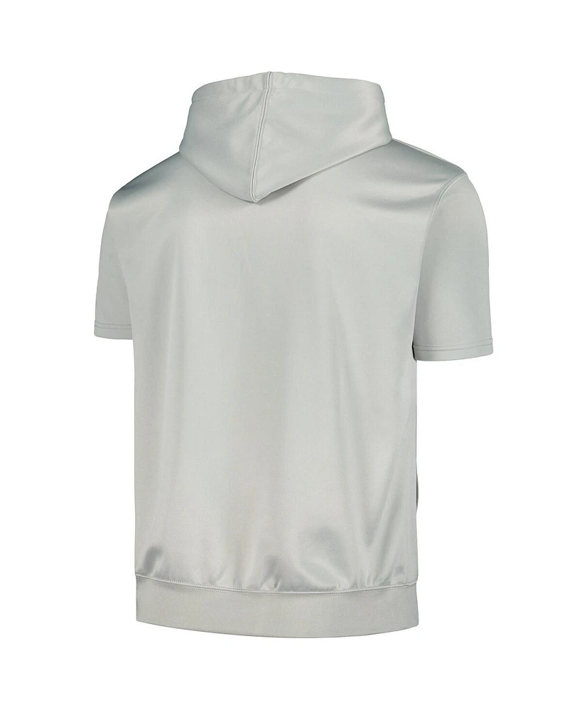 Men's Fanatics Silver, Black Chicago Bulls Short Sleeve Pullover Hoodie