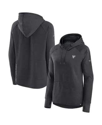Women's Fanatics Heather Charcoal Pittsburgh Penguins Authentic Pro Pullover Hoodie